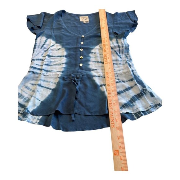 Chaser Blue Tie Dye Blouse Top Tie Waist XS - Picture 7 of 10